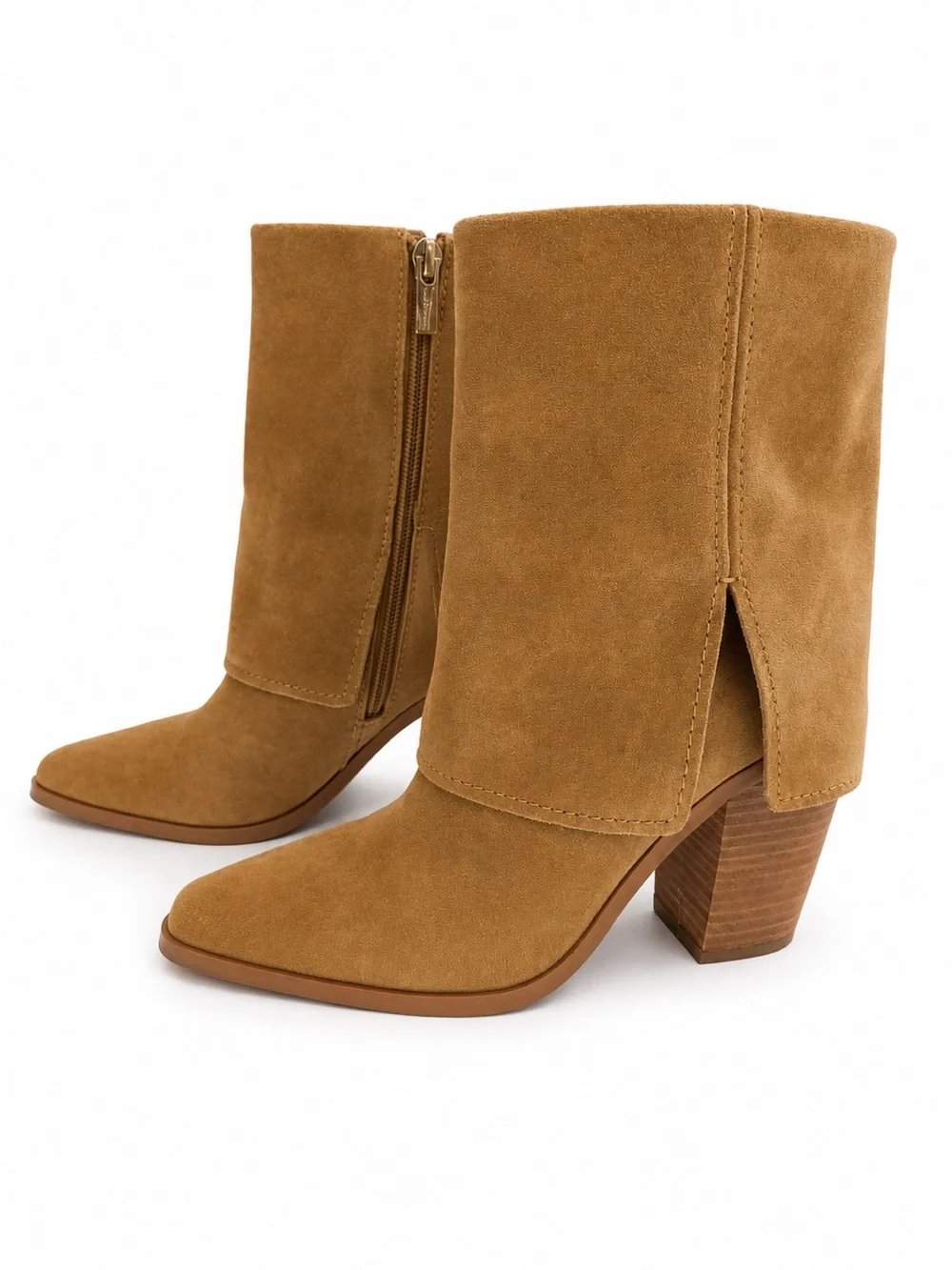 Vince Camuto Alolison Camel Suede Heeled Ankle Boots Women’s US 7 NWOT - Picture 1 of 8